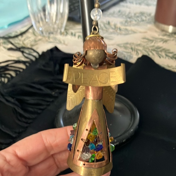 Copper and Brass  Beaded Angel Ornament - Picture 1 of 2